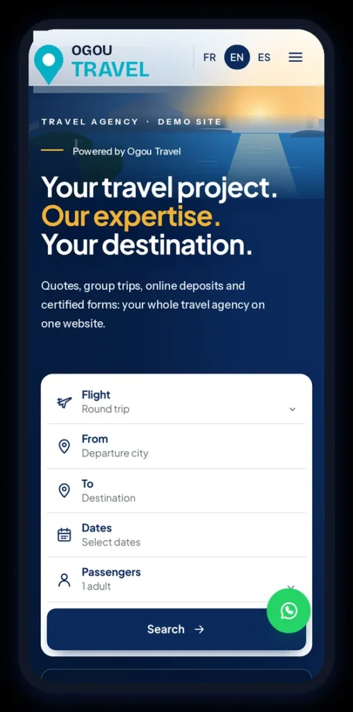 The website on a phone