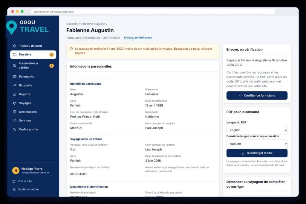 Team portal: review and certify a traveler form