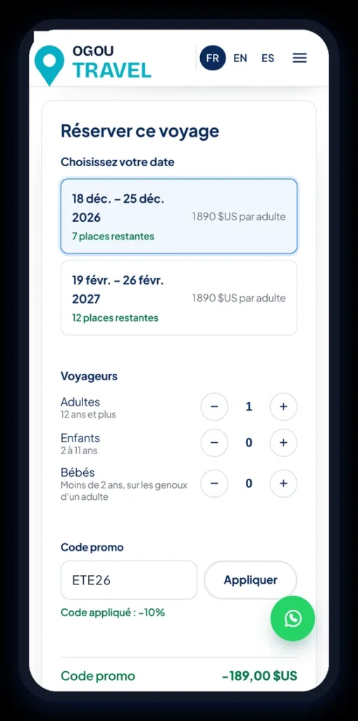 Booking a trip on a phone